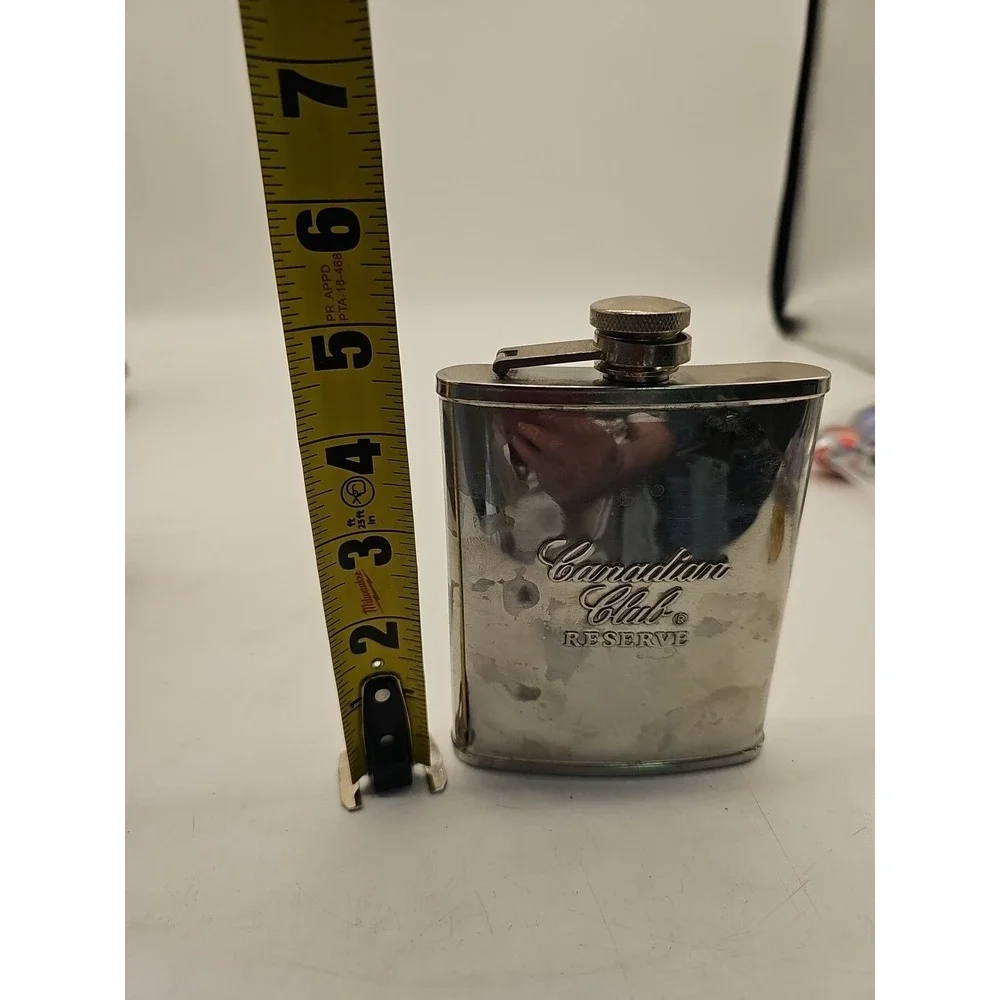 Canadian Club Reserve Flask Stainless‎ Steel Hip Flask Flask Vintage